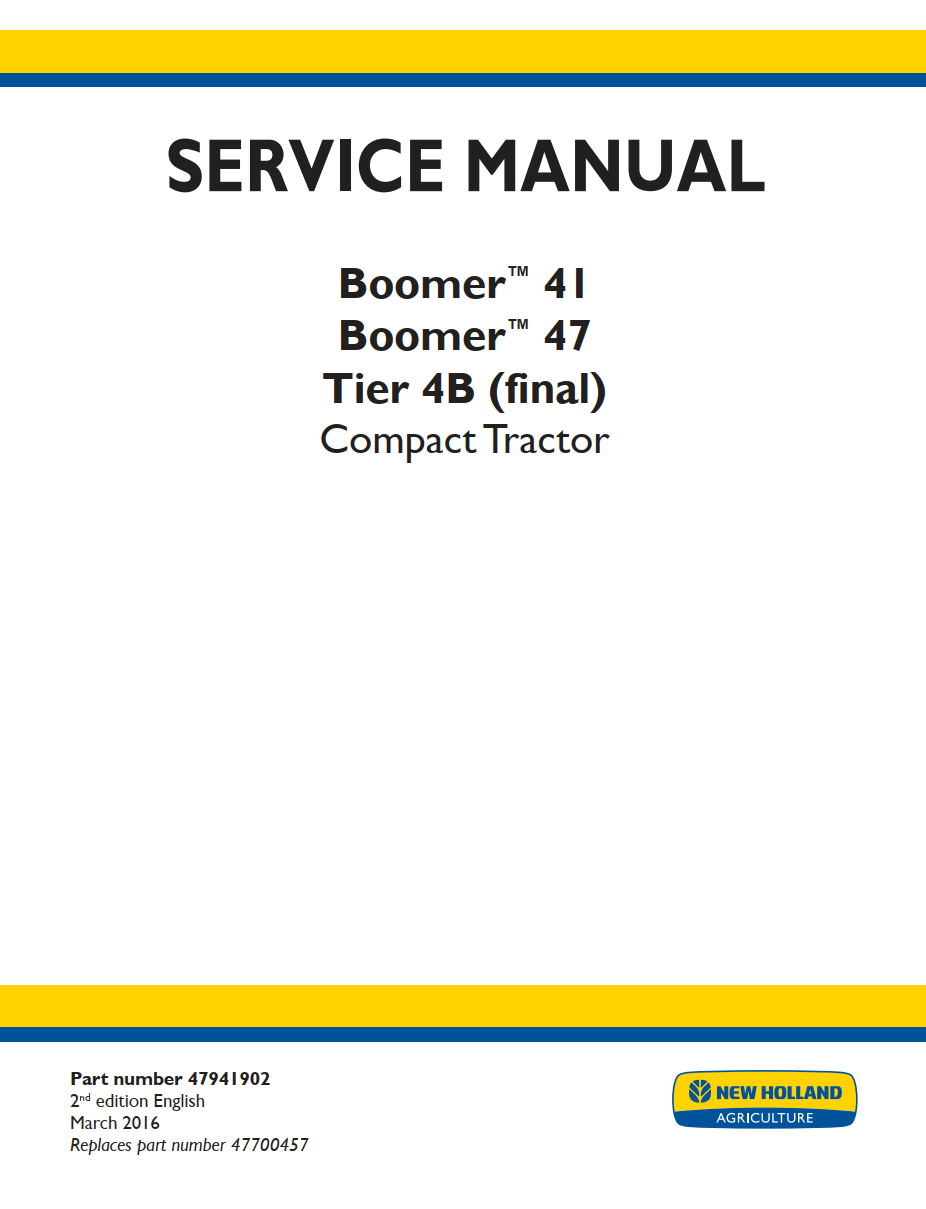 NEW HOLLAND BOOMER 41 BOOMER 47 TIER 4B COMPACT TRACTOR