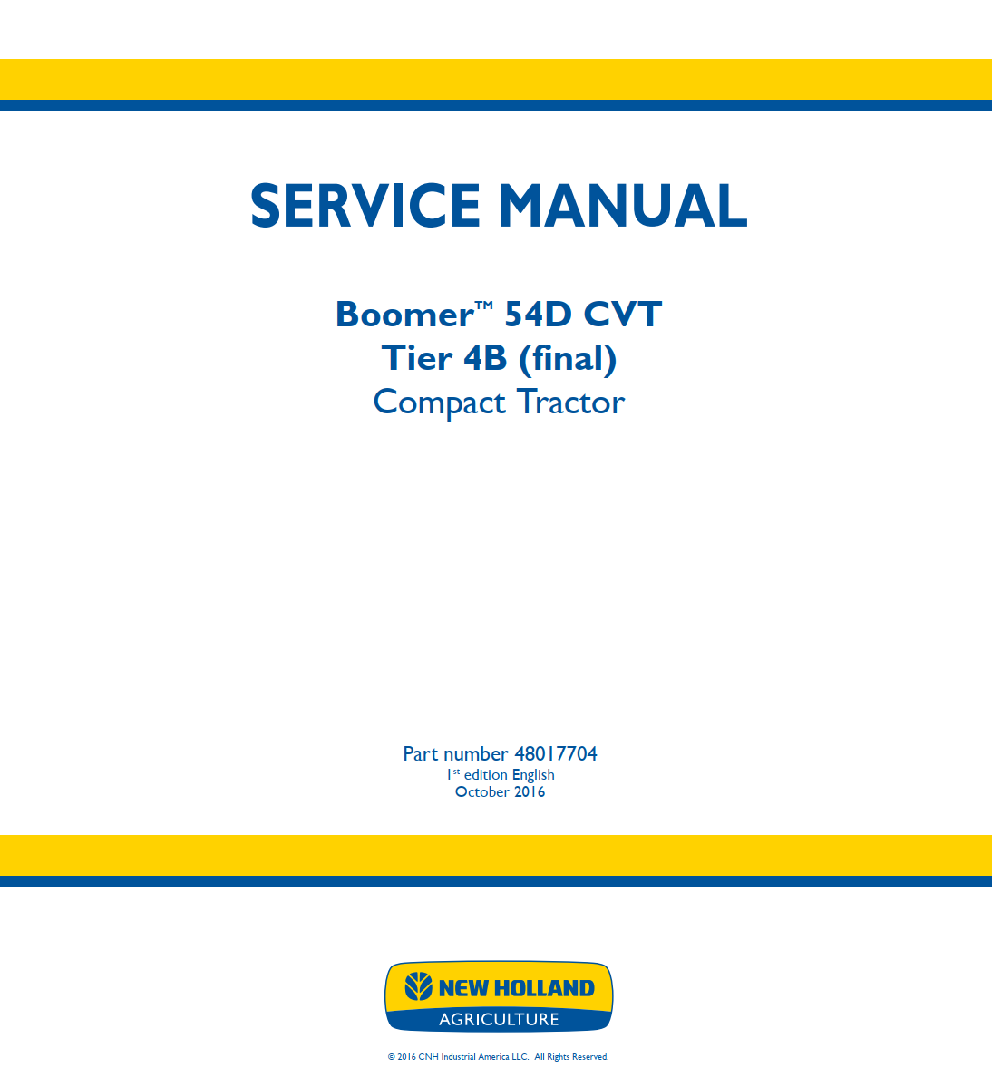 NEW HOLLAND BOOMER 54D CVT TIER 4B FINAL COMPACT TRACTOR
