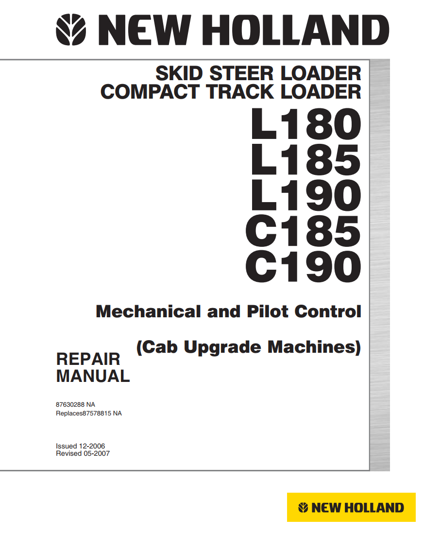 NEW HOLLAND C185 C190 L180 L185 L190 SKID STEER LOADER