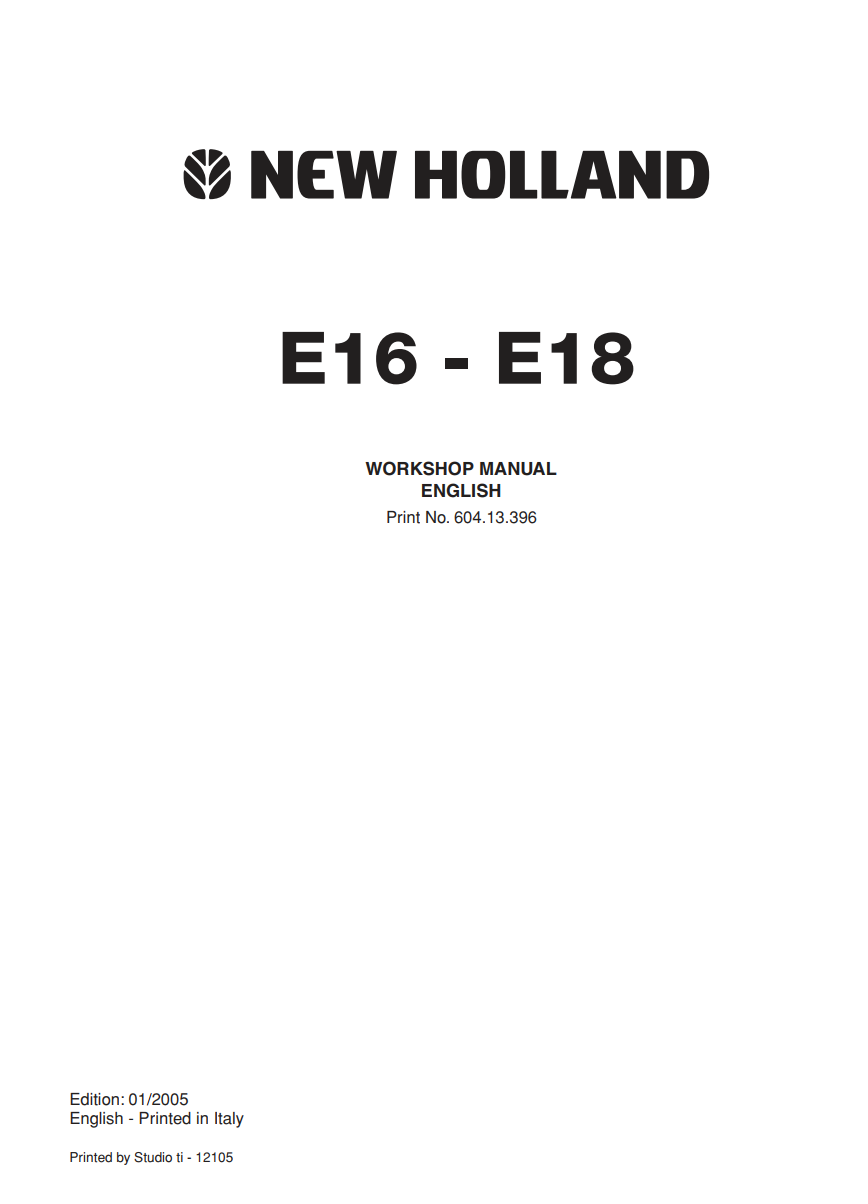NEW HOLLAND E16 E18 COMPACT EXCAVATOR