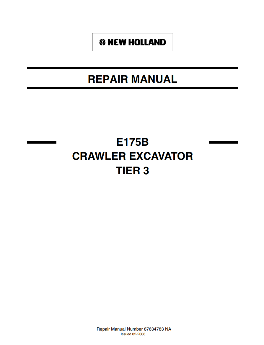 NEW HOLLAND E175B E 175 B TIER 3 CRAWLER EXCAVATOR