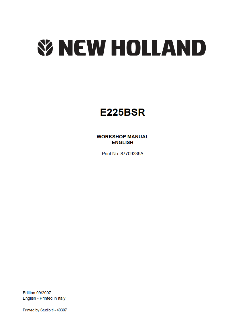 NEW HOLLAND E225BSR E225 BSR CRAWLER EXCAVATOR