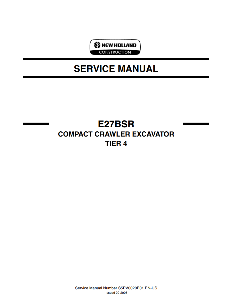 NEW HOLLAND E27BSR E27B SR TIER 4 COMPACT CRAWLER EXCAVATOR