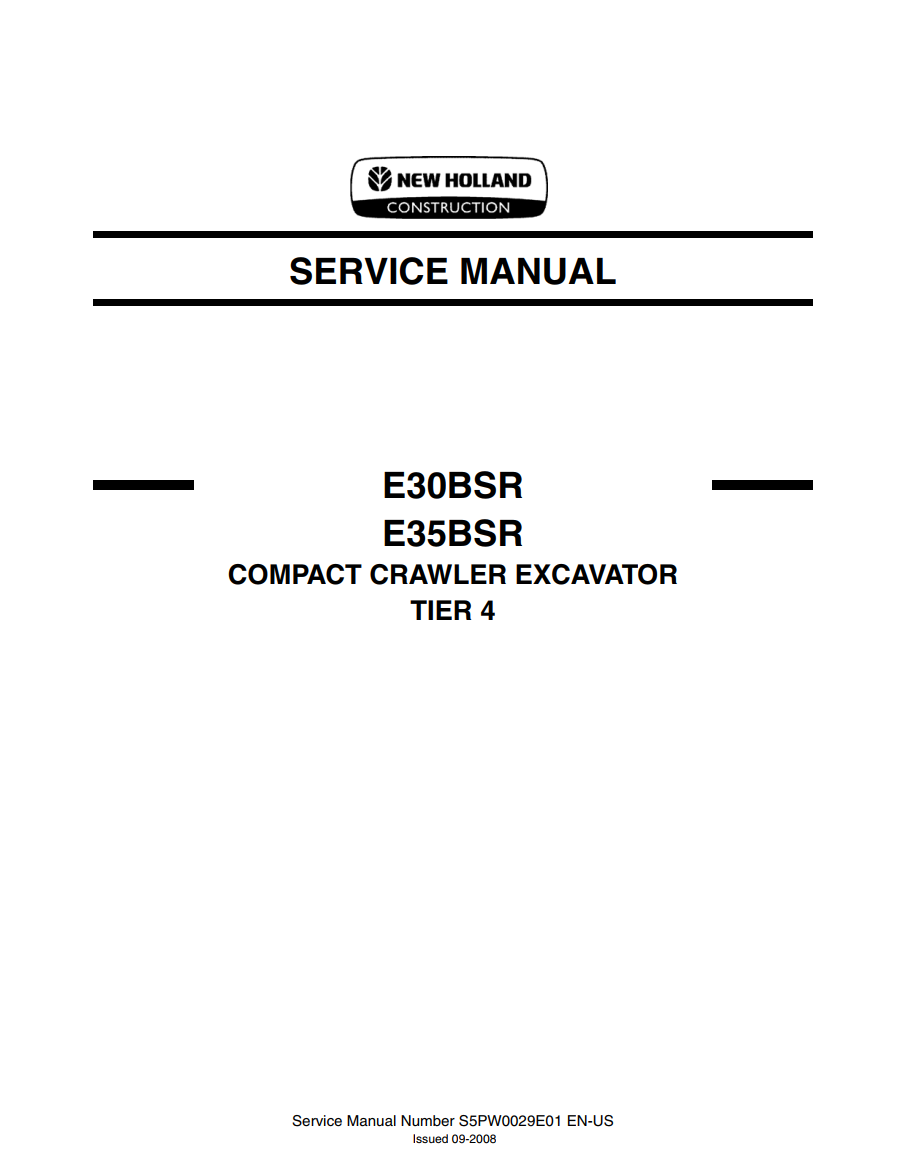NEW HOLLAND E30BSR E35BSR TIER 4 COMPACT CRAWLER EXCAVATOR