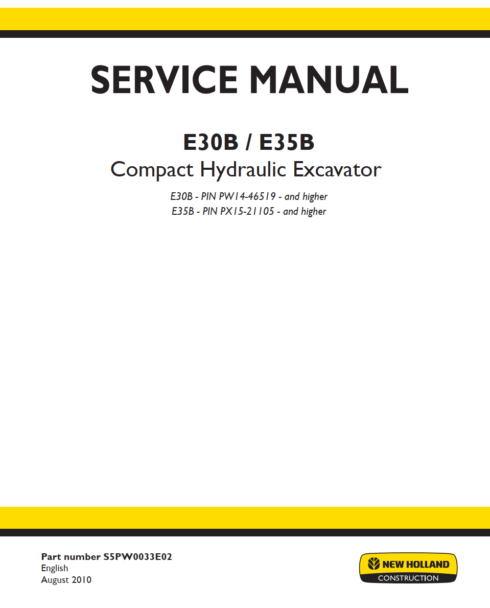 NEW HOLLAND E30B E35B COMPACT HYDRAULIC EXCAVATOR