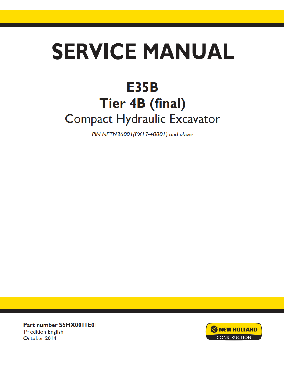 NEW HOLLAND E35B E35 B TIER 4B COMPACT HYDRAULIC EXCAVATOR