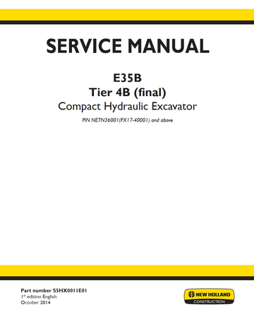 NEW HOLLAND E35B E35 B TIER 4B COMPACT HYDRAULIC EXCAVATOR