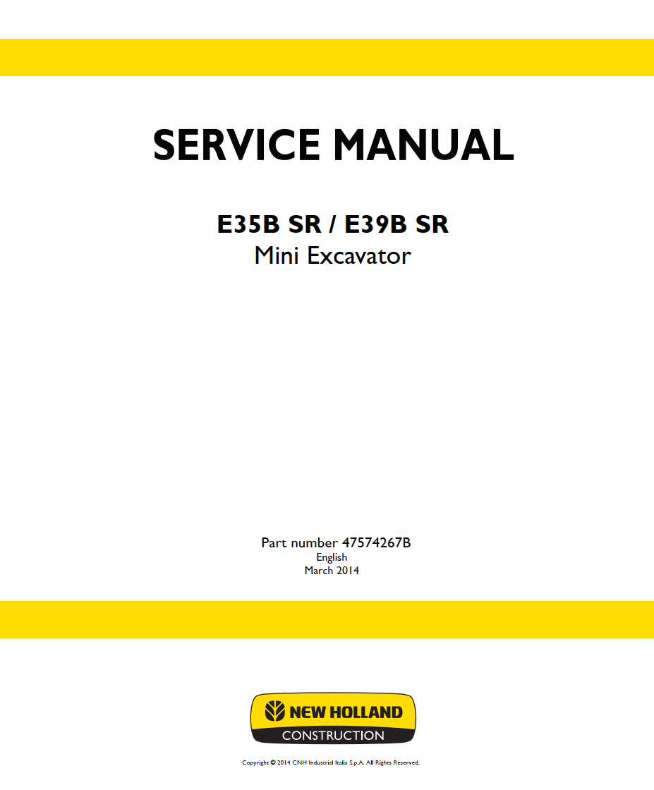NEW HOLLAND E35B SR E39B SR MINI EXCAVATOR