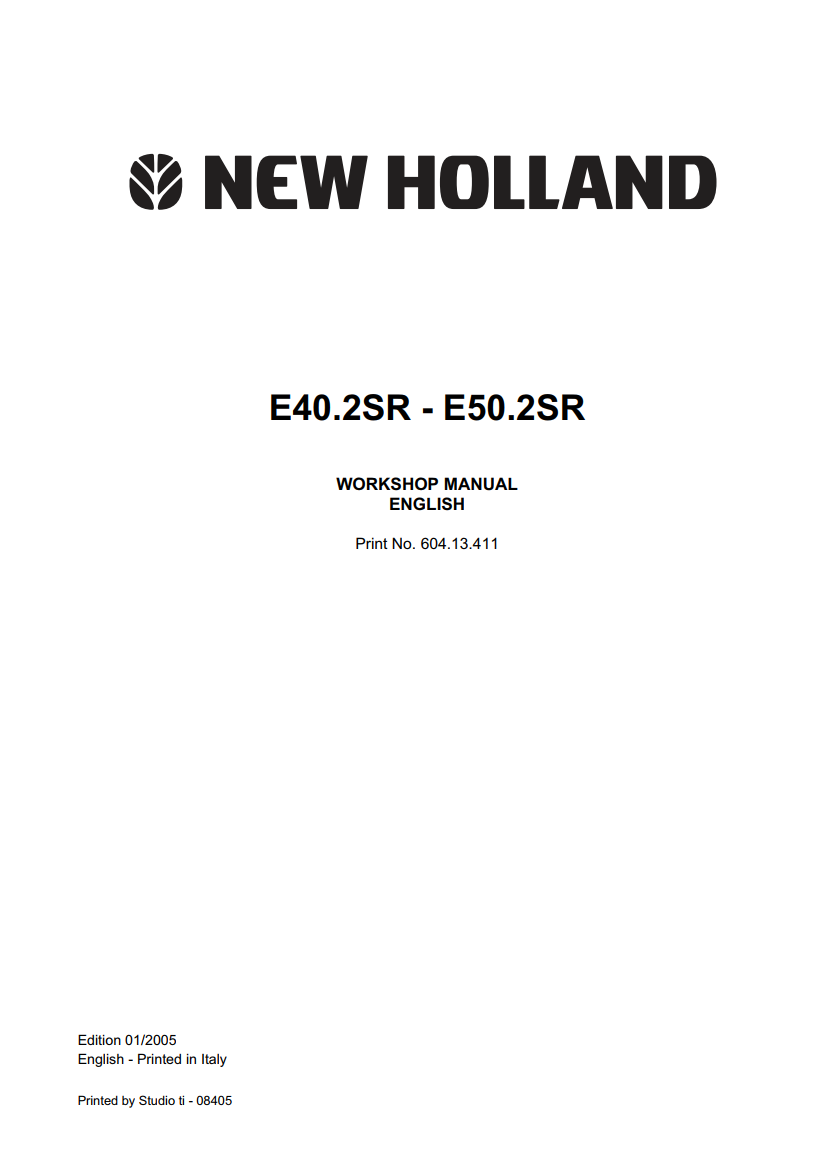 NEW HOLLAND E40 E50 2SR HYDRAULIC EXCAVATOR