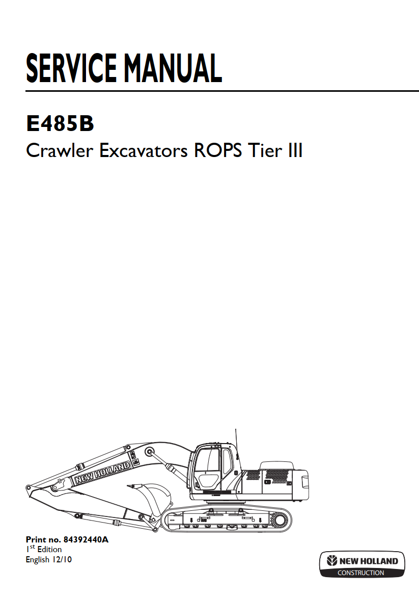 NEW HOLLAND E485B E485 B ROPS TIER III CRAWLER EXCAVATOR 