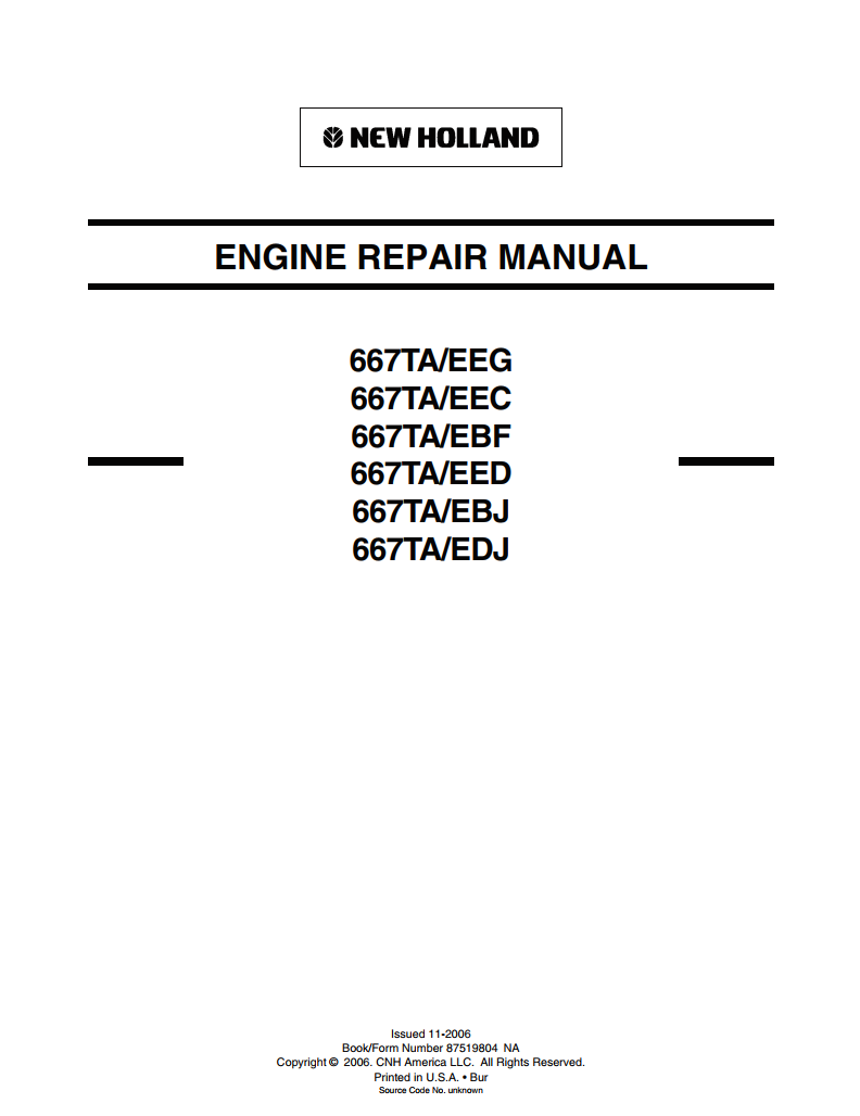 NEW HOLLAND KOBELCO 667TA SERIES DIESEL ENGINE