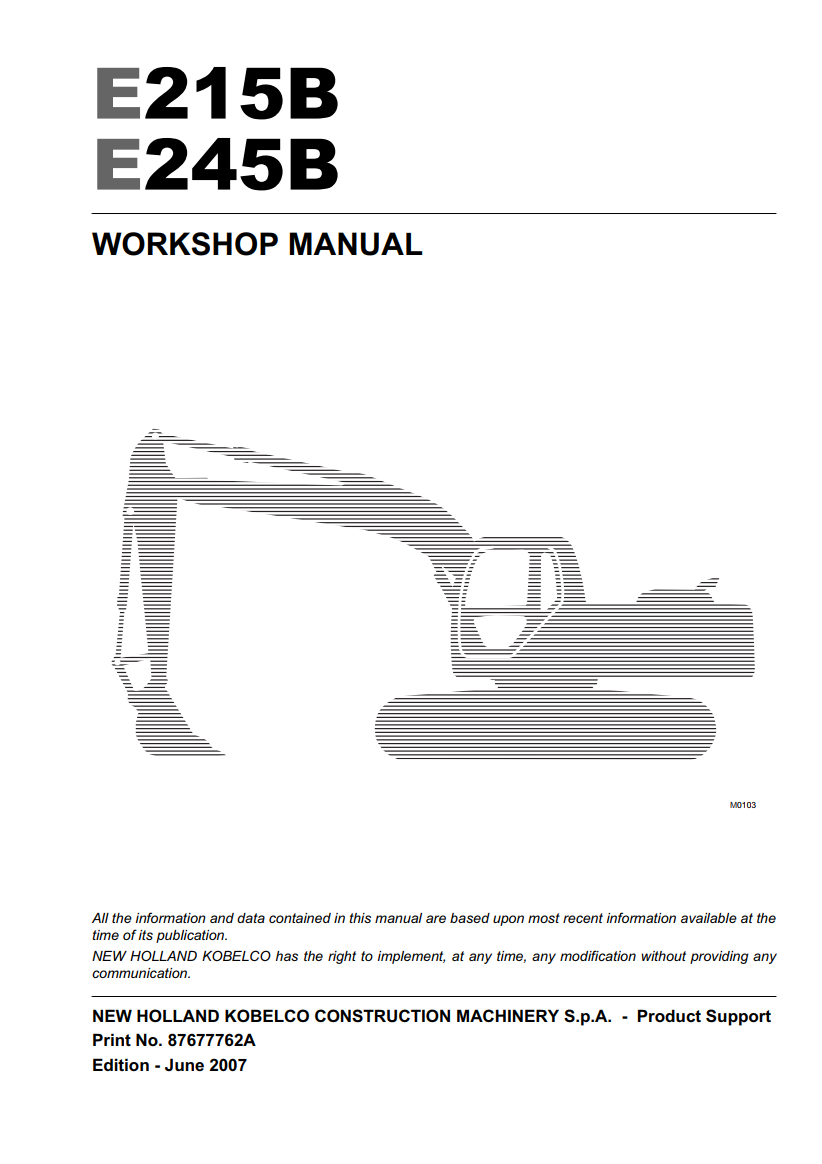 NEW HOLLAND KOBELCO E215B E245B CRAWLER EXCAVATOR