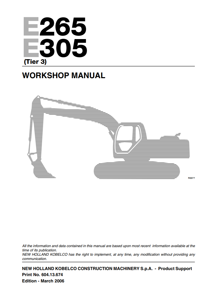 NEW HOLLAND KOBELCO E265 E305 TIER 3 EXCAVATOR
