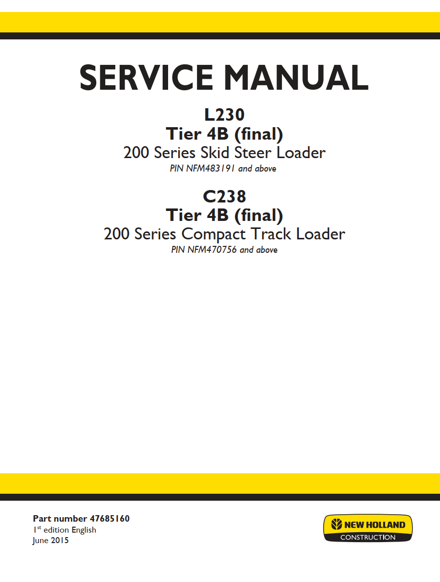 NEW HOLLAND L230 C238 TIER 4B SKID STTER & COMPACT TRACK LOADER