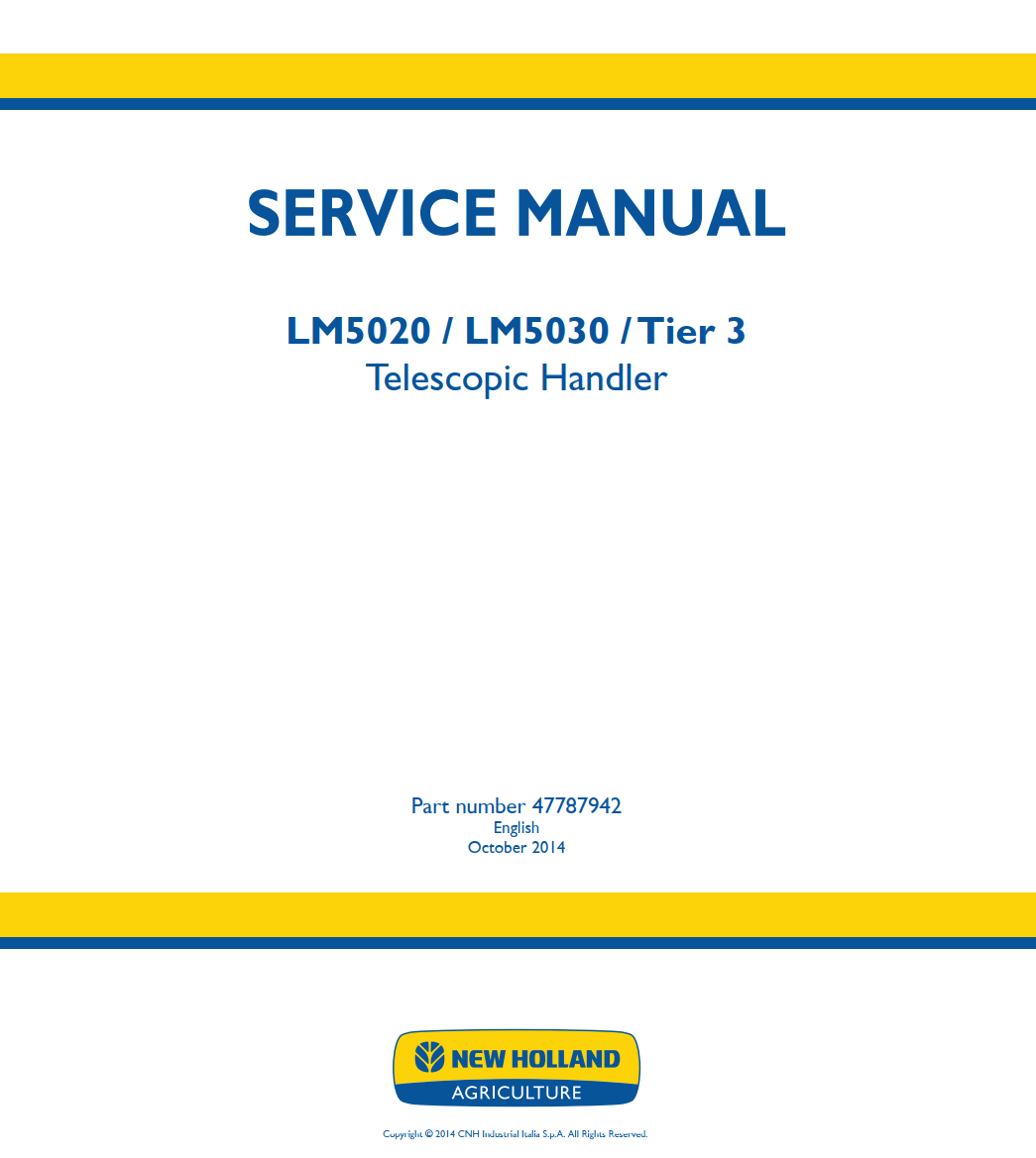 NEW HOLLAND LM5020 LM5030 TIER 3 TELESCOPIC HANDLER