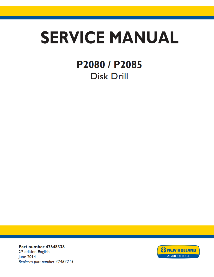 NEW HOLLAND P SERIES P2080 P2085 DISK DRILL