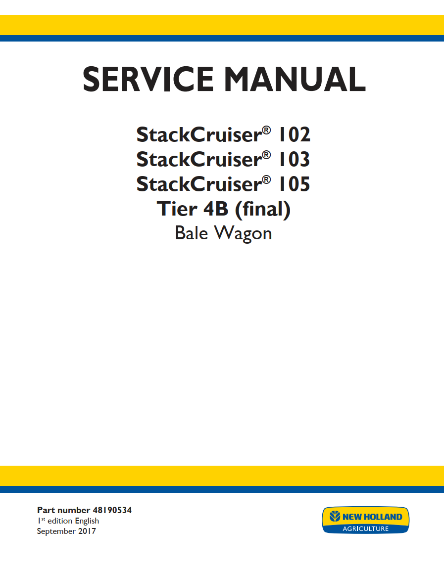 NEW HOLLAND STACK CRUISER 102 103 105 TIER 4B BALE WAGON