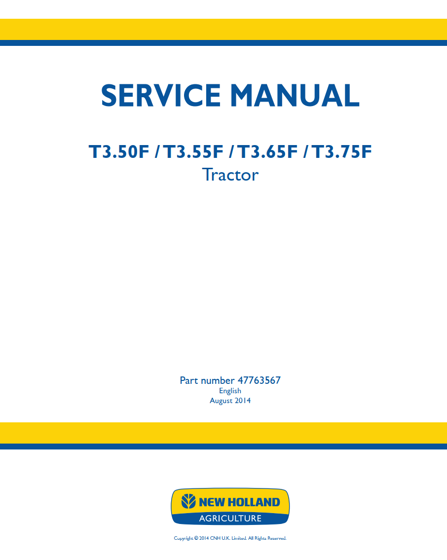 NEW HOLLAND T3F T3.50F T3.55F T3.65F T3.75F TRACTOR