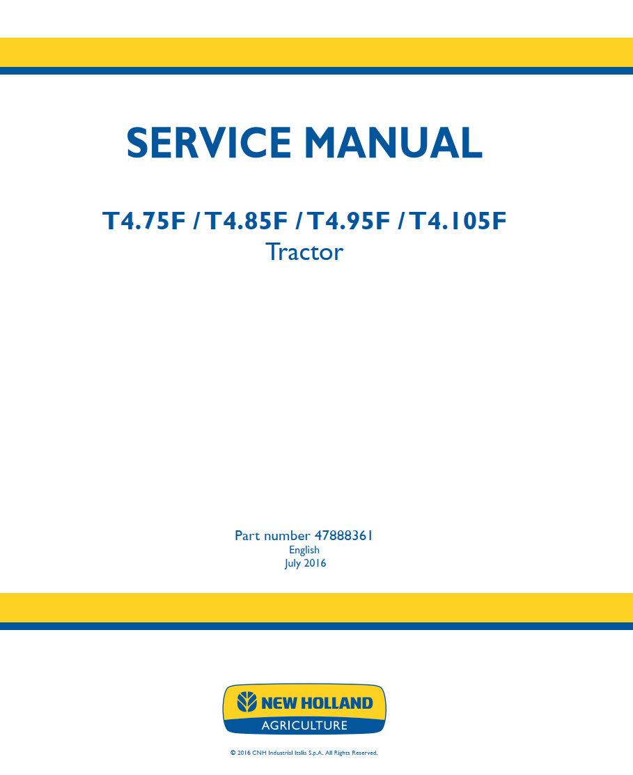 NEW HOLLAND T4.75F T4.85F T4.95F T4.105F T4.75LP T4.85LP T4.95LP T4.105LP TRACTOR