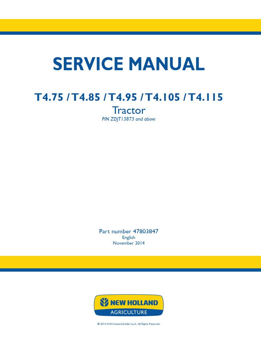 NEW HOLLAND T4.75 T4.85 T4.95 T4.105 T4.115 TRACTOR
