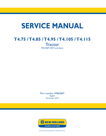 NEW HOLLAND T4.75 T4.85 T4.95 T4.105 T4.115 TRACTOR