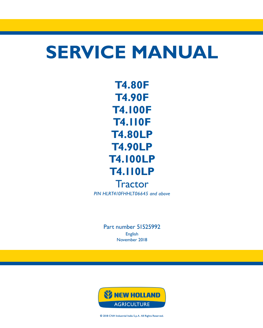 NEW HOLLAND T4.80F T4.90F T4.100F T4.110F T4.80LP T4.90LP T4.100LP T4.110LP TRACTOR
