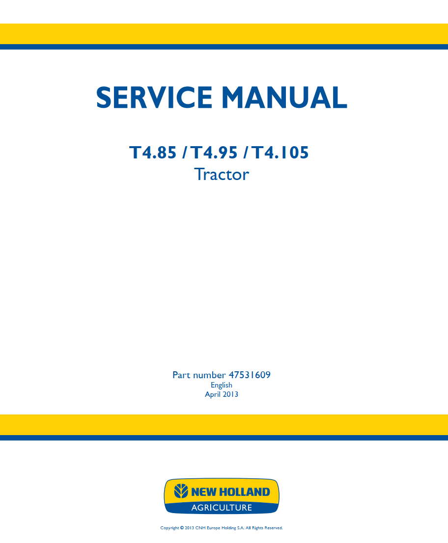 NEW HOLLAND T4.85 T4.95 T4.105 TRACTOR