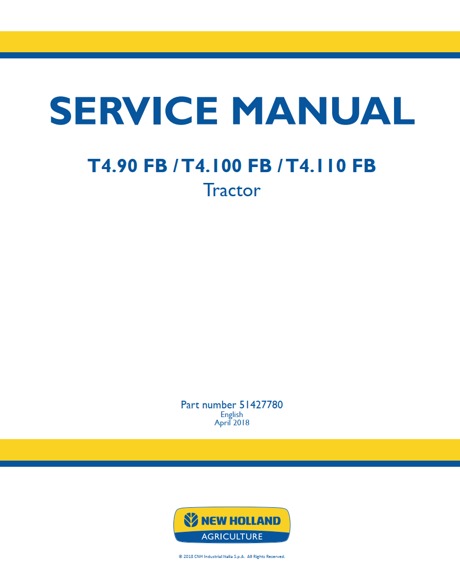 NEW HOLLAND T4.90 FB T4.100 FB T4.110 FB SERIES TRACTOR