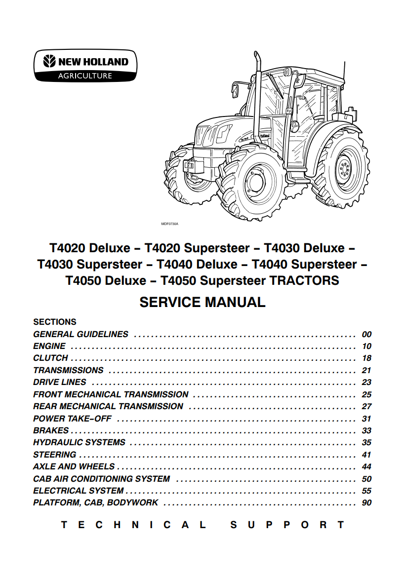 NEW HOLLAND T4020 T4030 T4040 T4050 DELUXE SUPERSTEER TRACTOR
