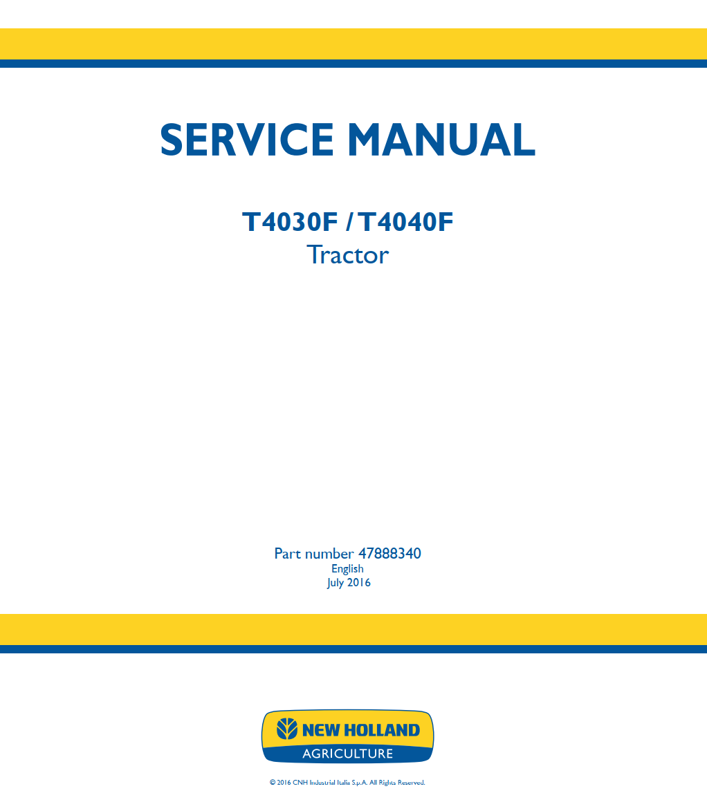 NEW HOLLAND T4030F T4040F T4050F T4060F TRACTOR
