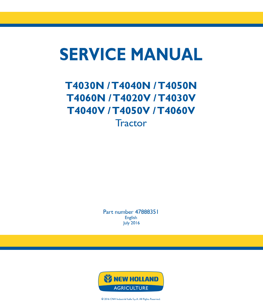 NEW HOLLAND T4030N T4040N T4050N T4060N TRACTOR