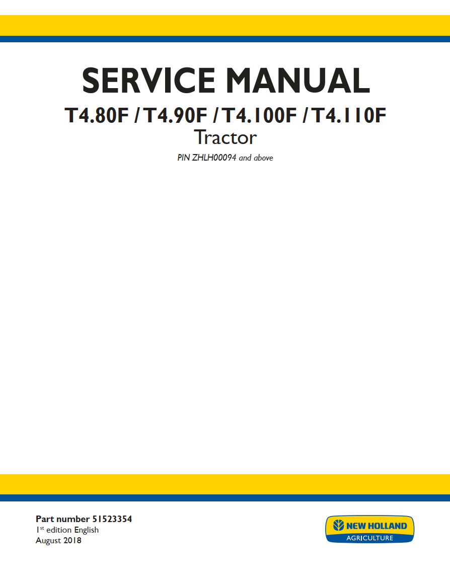 NEW HOLLAND T4F T4.80F T4.90F T4.100F T4.110F TRACTOR