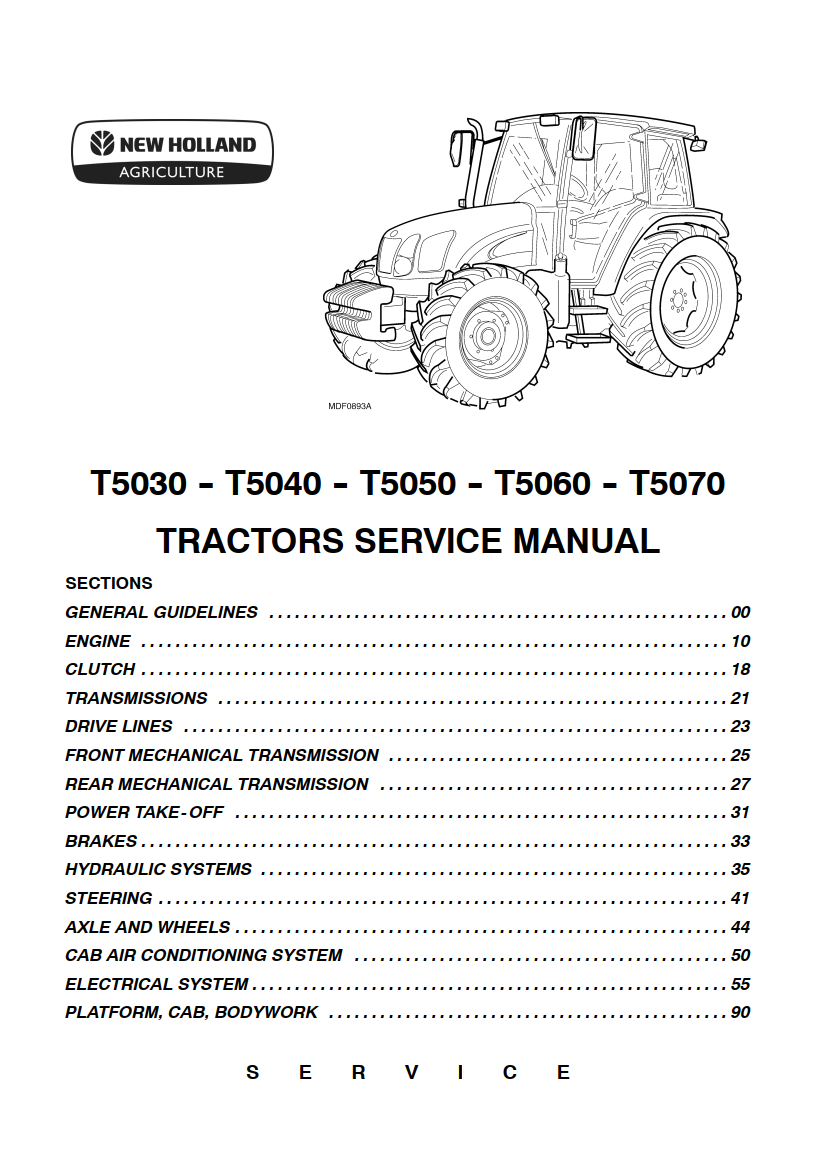 NEW HOLLAND T5030 T5040 T5050 T5060 T5070 TRACTOR