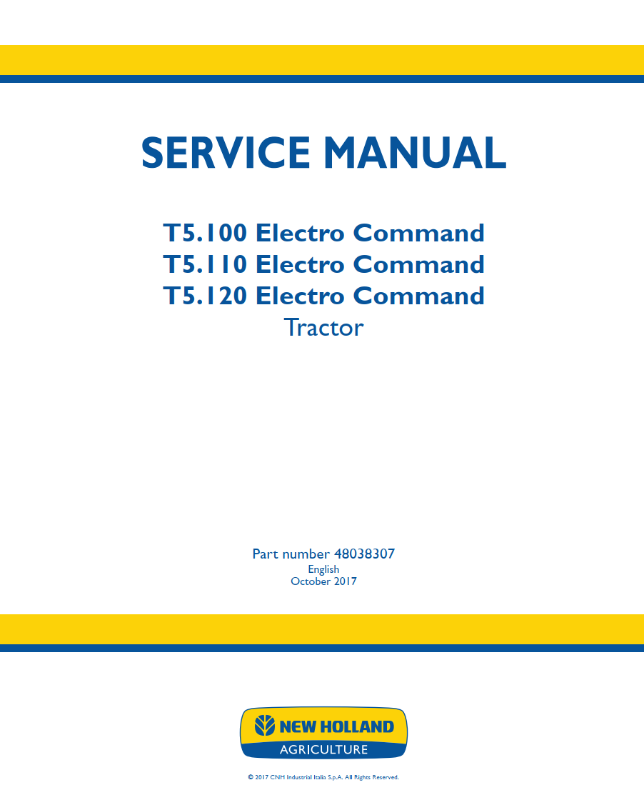 NEW HOLLAND T5 T5.100 T5.110 T5.120 ELECTRO COMMAND TRACTOR