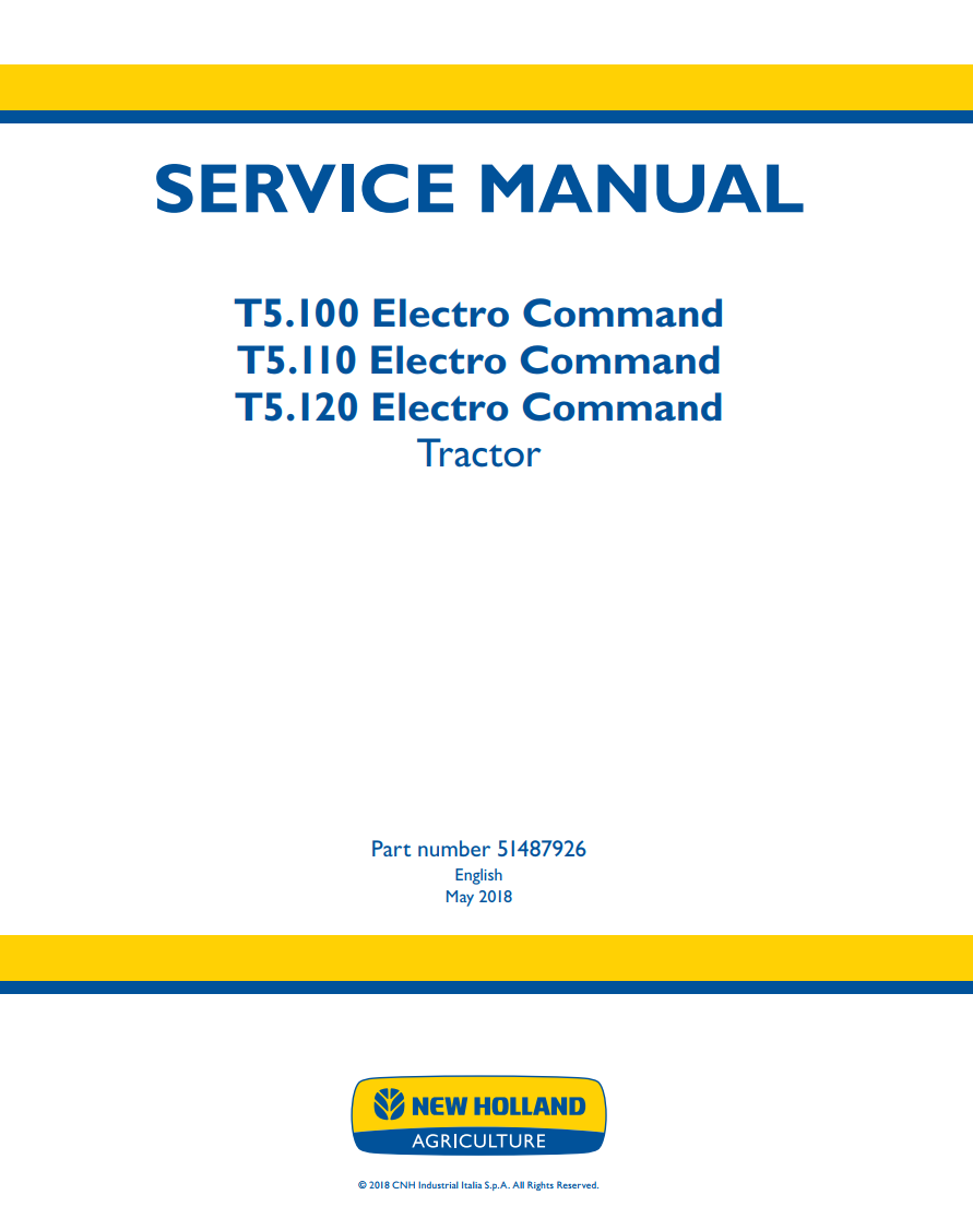 NEW HOLLAND T5 T5.100 T5.110 T5.120 ELECTRO COMMAND TRACTOR