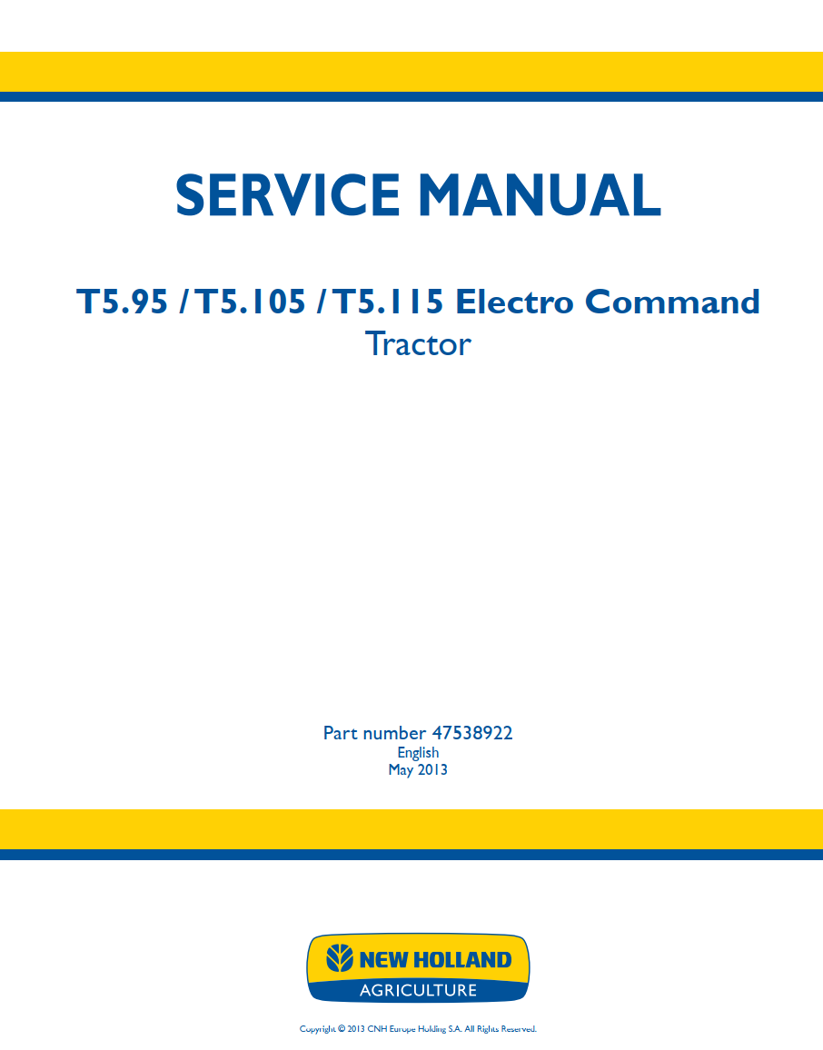 NEW HOLLAND T5 T5.95 T5.105 T5.115 ELECTRO COMMAND TRACTOR