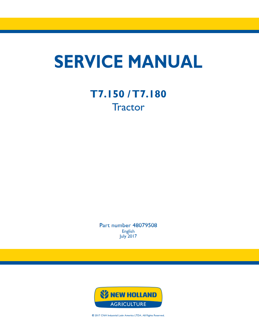 NEW HOLLAND T7.140 T7.150 T7.165 T7.175 T7.180 T7.190 T7.195 T7.205 TRACTOR