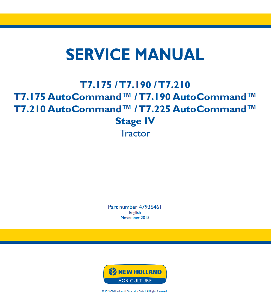 NEW HOLLAND T7.230 T7.245 T7.260 T7.270 AUTO COMMAND STAGE IV TRACTOR
