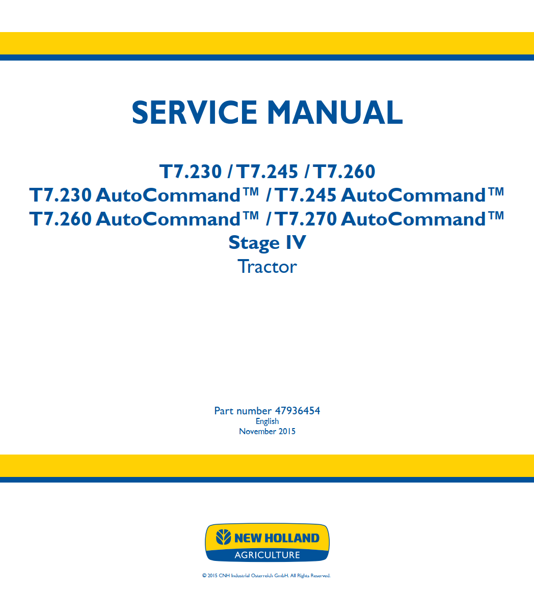 NEW HOLLAND T7.230 T7.245 T7.260 T7.270 AUTO COMMAND STAGE IV TRACTOR