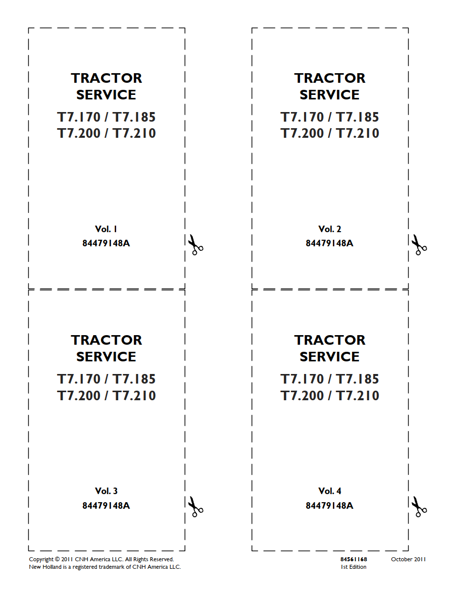 NEW HOLLAND T7 SERIES T7.170 T7.185 T7.200 T7.210 TRACTOR