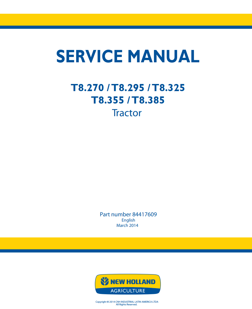 NEW HOLLAND T8.270 T8.295 T8.325 T8.355 T8.385 TRACTOR