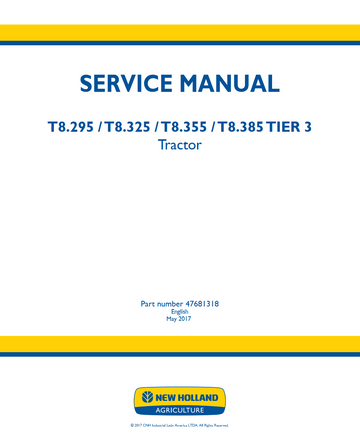 NEW HOLLAND T8.295 T8.325 T8.355 T8.385 TIER 3 III TRACTOR