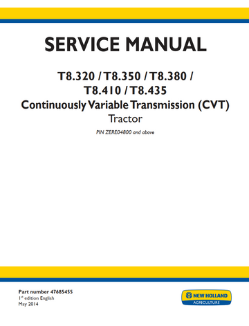 NEW HOLLAND T8.320 T8.350 T8.380 T8.410 T8.435 CVT PST TRACTOR