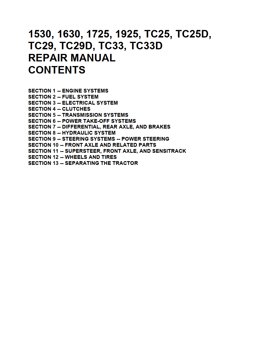 NEW HOLLAND TC25 TC25D TC29 TC29D TC33 TC33D TRACTOR