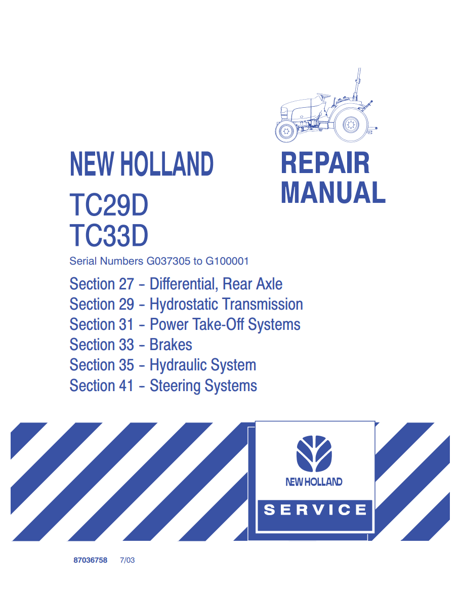 NEW HOLLAND TC29D TC33D TRACTOR