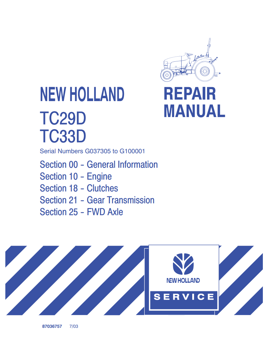 NEW HOLLAND TC29D TC33D TRACTOR