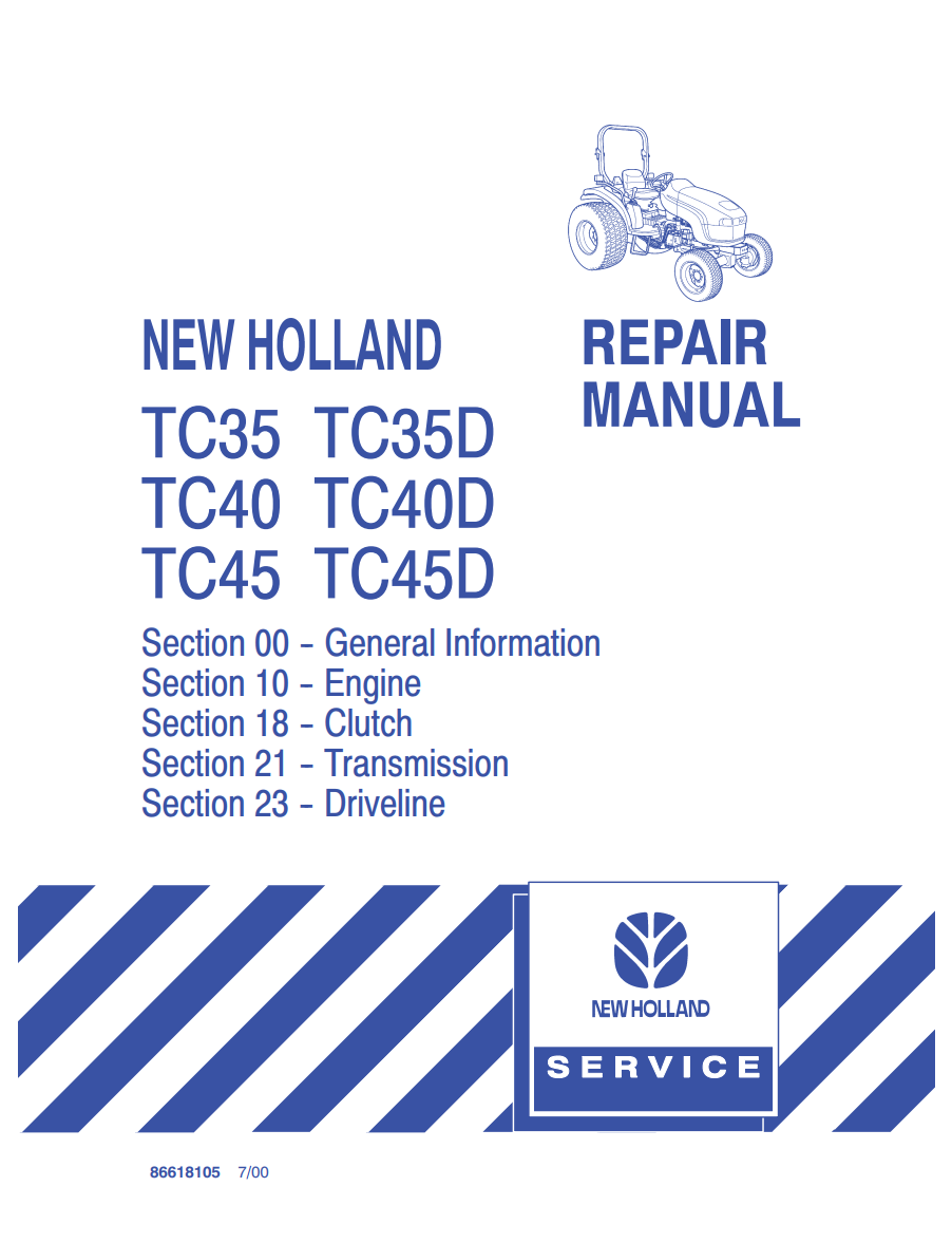 NEW HOLLAND TC35 TC40 TC45 TC35D TC40D TC45D TRACTOR