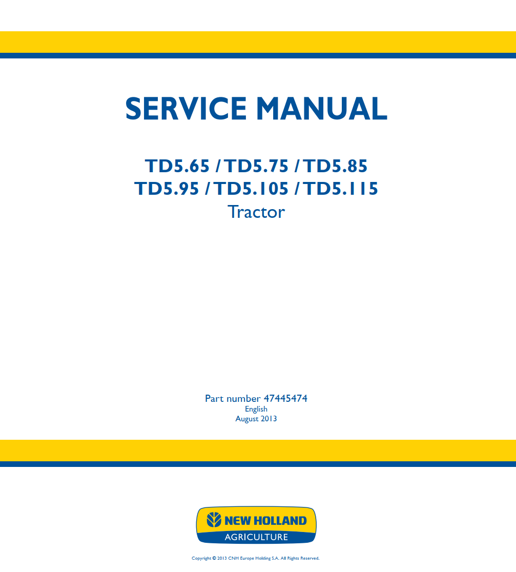 NEW HOLLAND TD5.105 TD5.115 TD5.65 TD5.75 TD5.85 TD5.95 TRACTOR