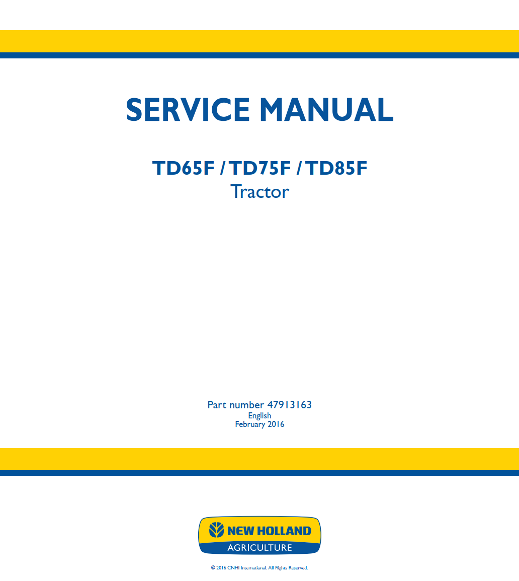 NEW HOLLAND TD65F TD75F TD85F TRACTOR