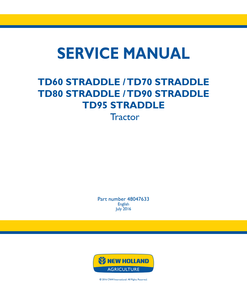 NEW HOLLAND TD TD60 TD70 TD80 TD90 TD95 STRADDLE TRACTOR